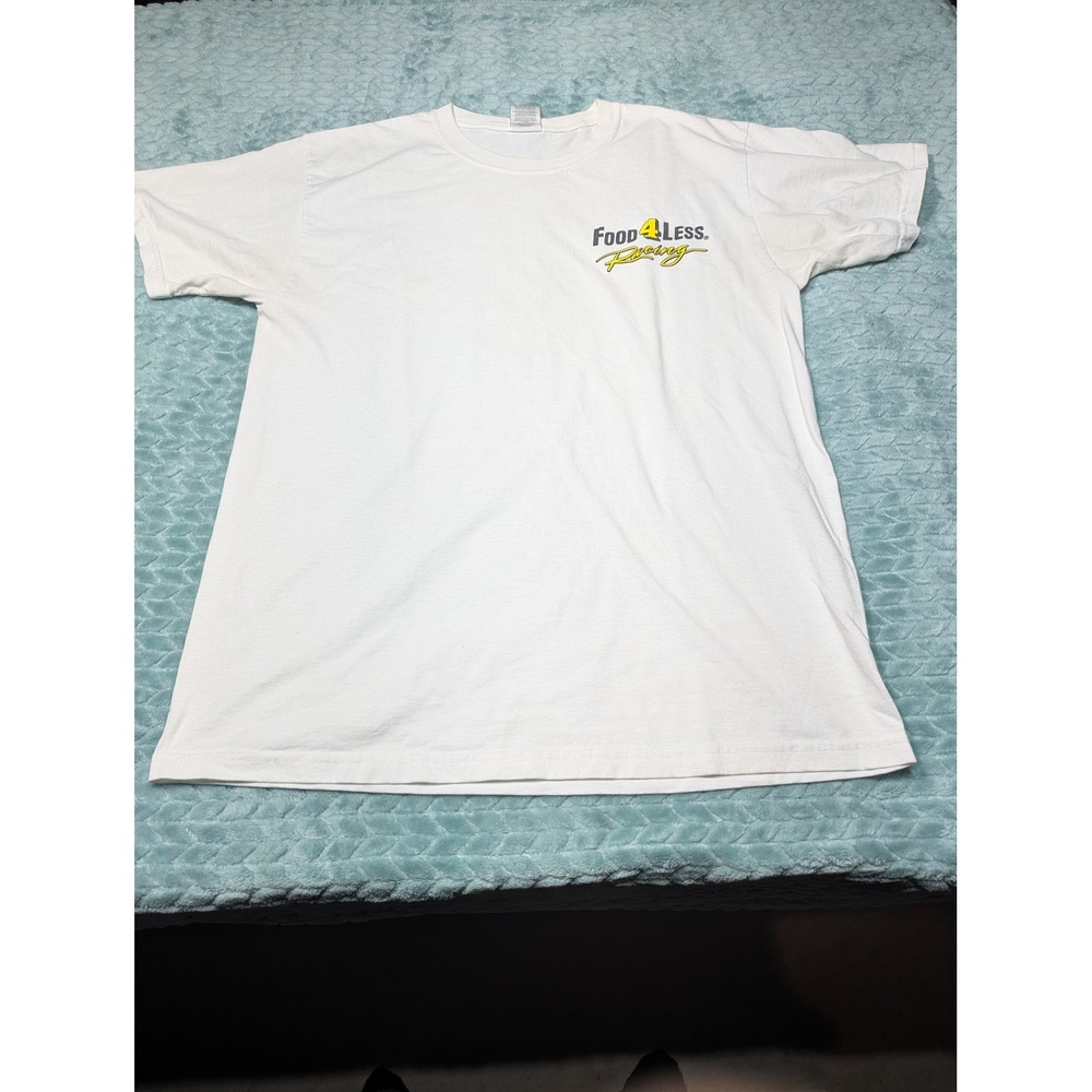 Jerzees Food 4 Less Racing AJ Allmendinger‎ NASCAR T-Shirt White Large Mens #47